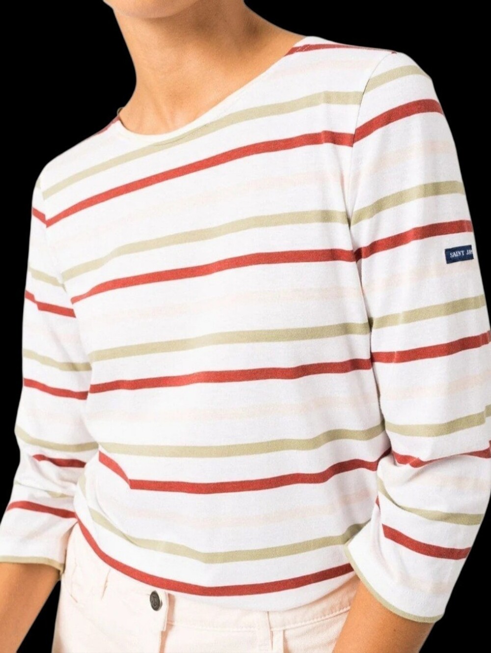 Saint James Sailor Top 100% Cotton Sz 10 Breton Stripe Nautical Preppy France
